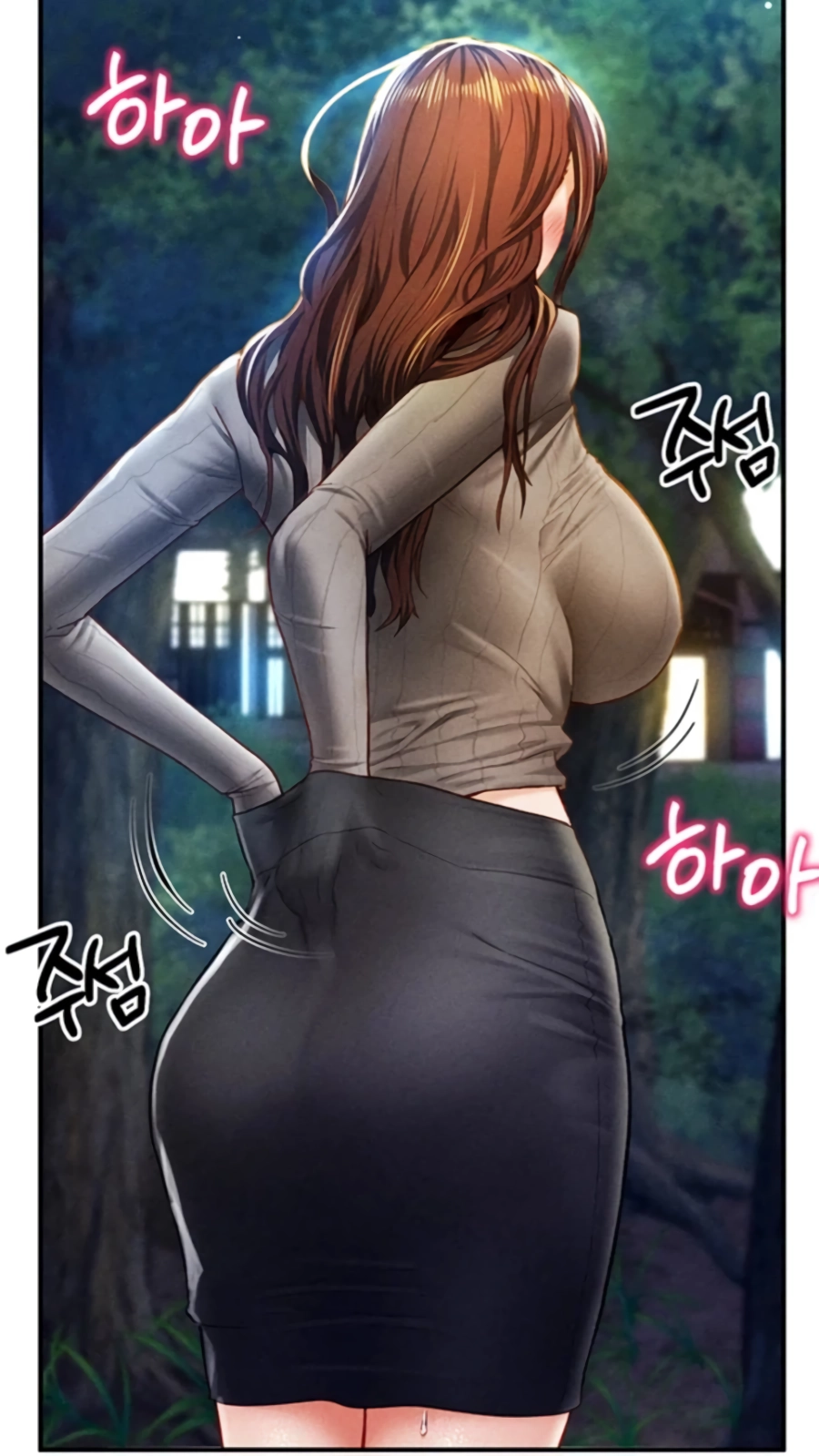치마를 정리하는 아줌마