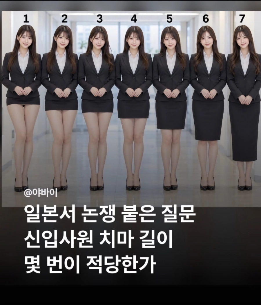 일본서 불붙은 논쟁.신입사원 치마길이 “”””몇 번이 정답?””””