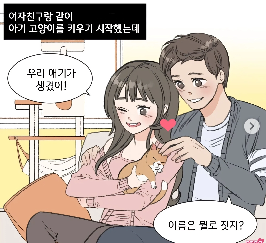 커플이 새끼고양이 키우는만화