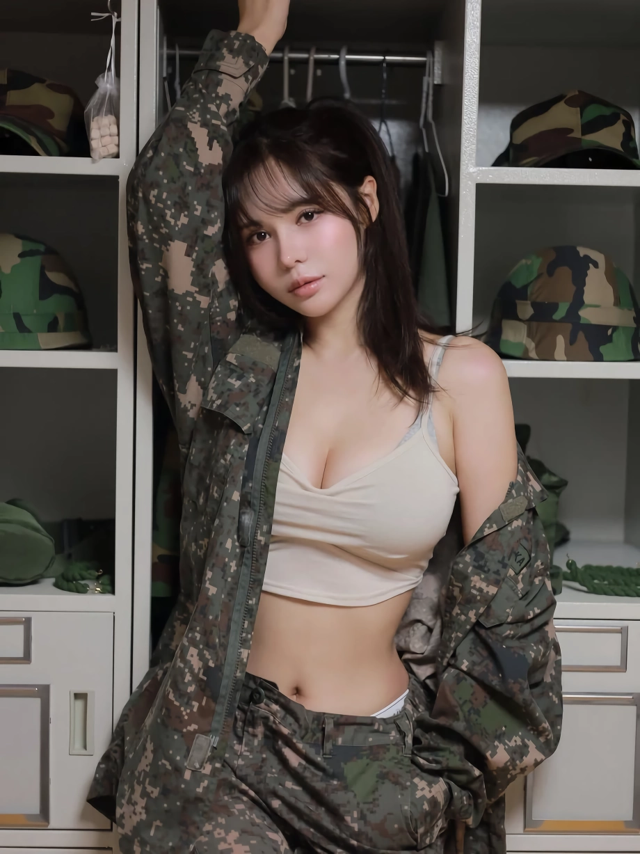 여군 서안 끈나시 가슴골