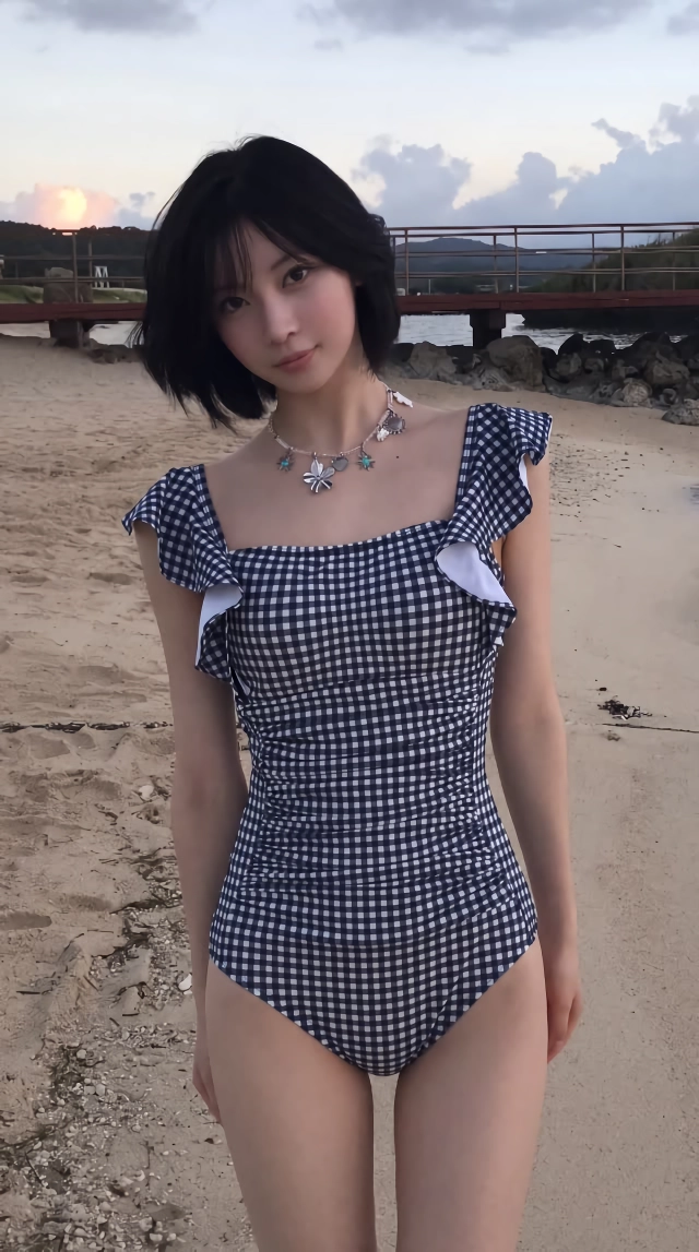 베이비몬스터 아사 모노키니 수영복 두툼한 Y존