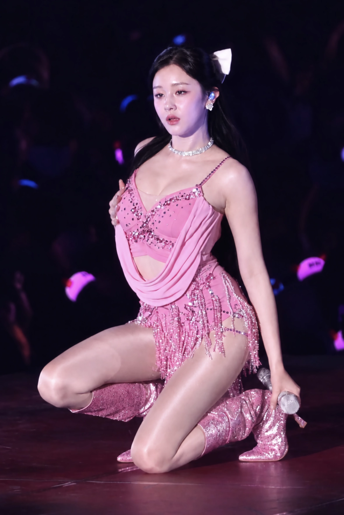 베몬 파리타 핑크색 브라 + 광택 스타킹 역대급 야한 몸매 노출