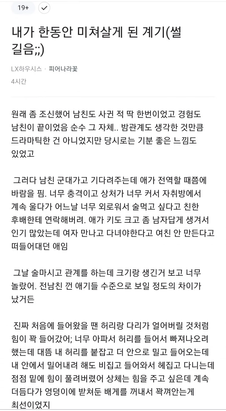 19) 한때 한 여자가 ㅅㅅ에 미쳐살게 된 계기ㄷㄷ 블라인드