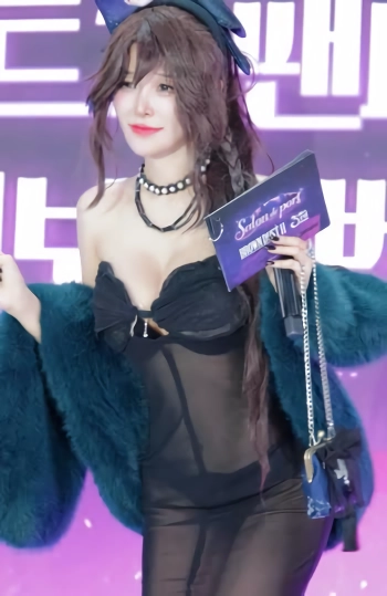 (SOUND)모델 이샘솔 브라운더스트 2 ”트릭키 러버 달비” 코스프레 전신 망사 블랙 브라 팬티