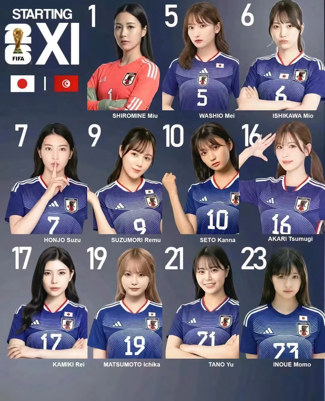 야동배우로 선발한 일본 여자 국가대표 Best 11