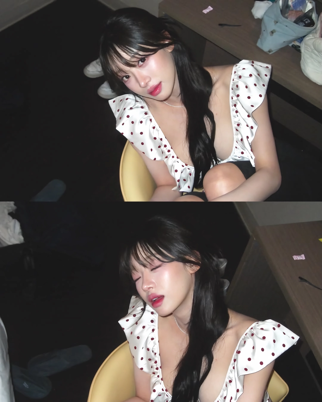 노출 드레스 입은 우수한 치어리더
