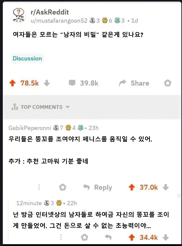 여자들은 모르는 남자 신체 비밀