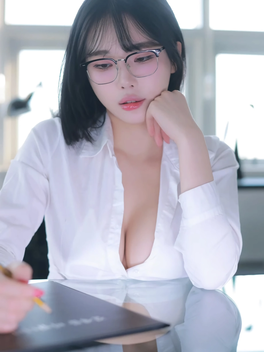 윤영서 (서현) 오피스룩 흰셔츠 가슴골