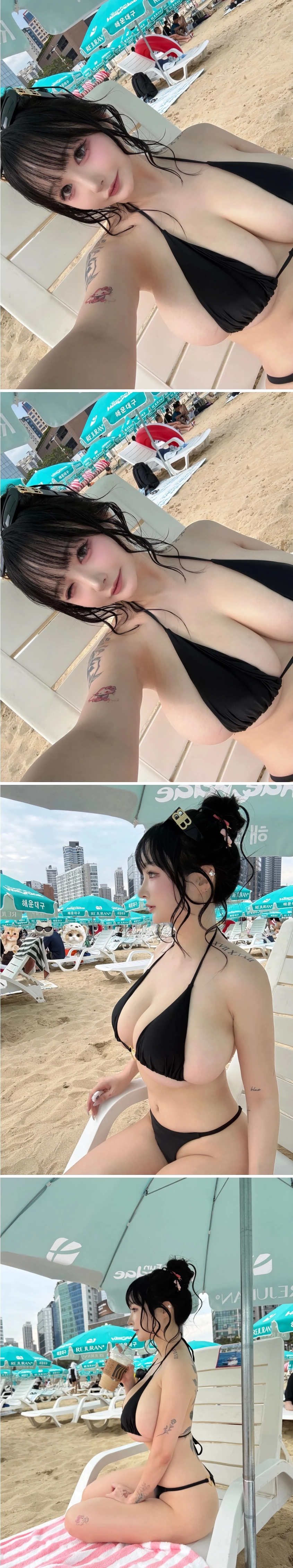가슴 다 삐져나온 모델 조하은 비키니