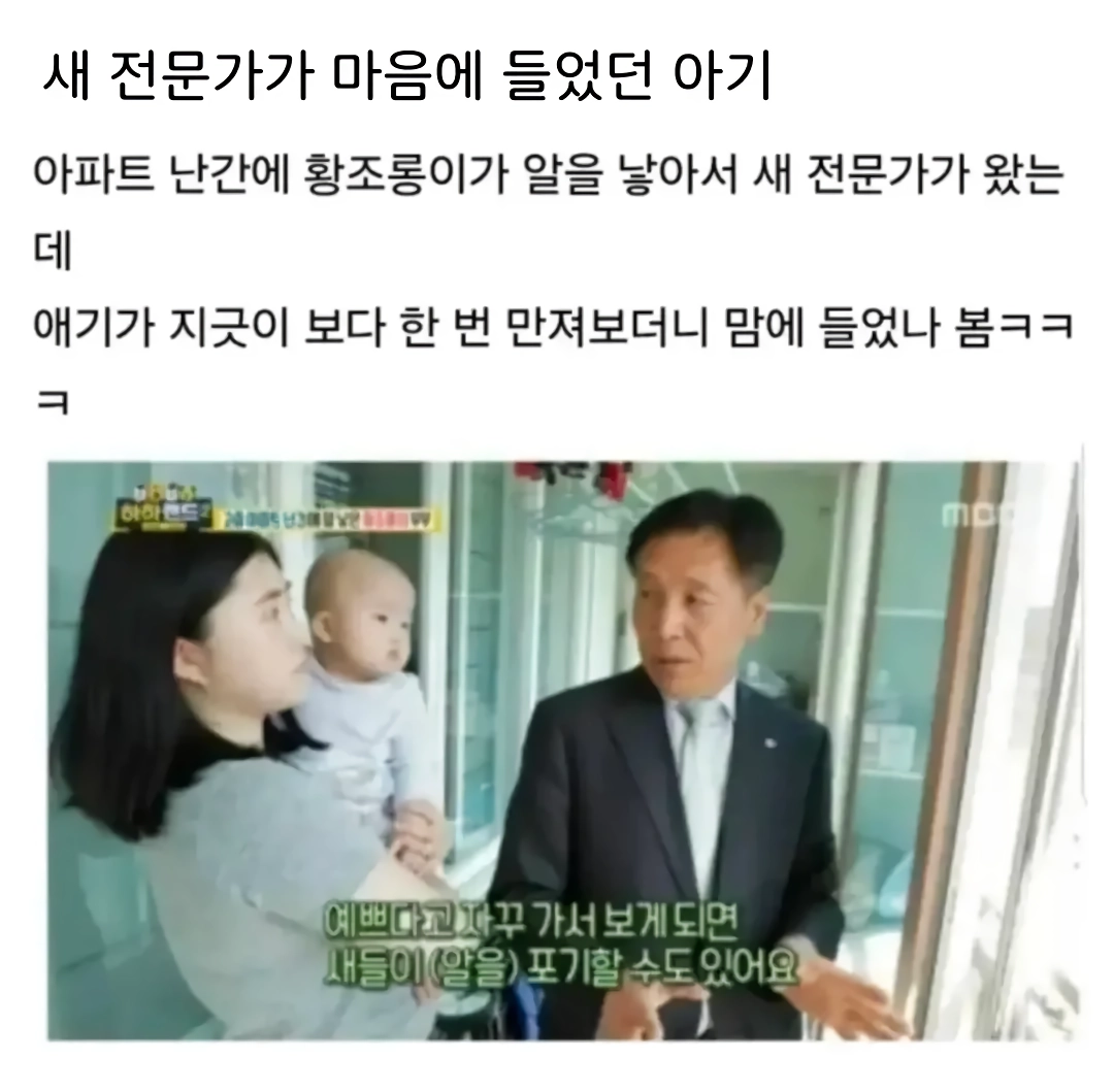 새 전문가가 마음에 들었던 아기