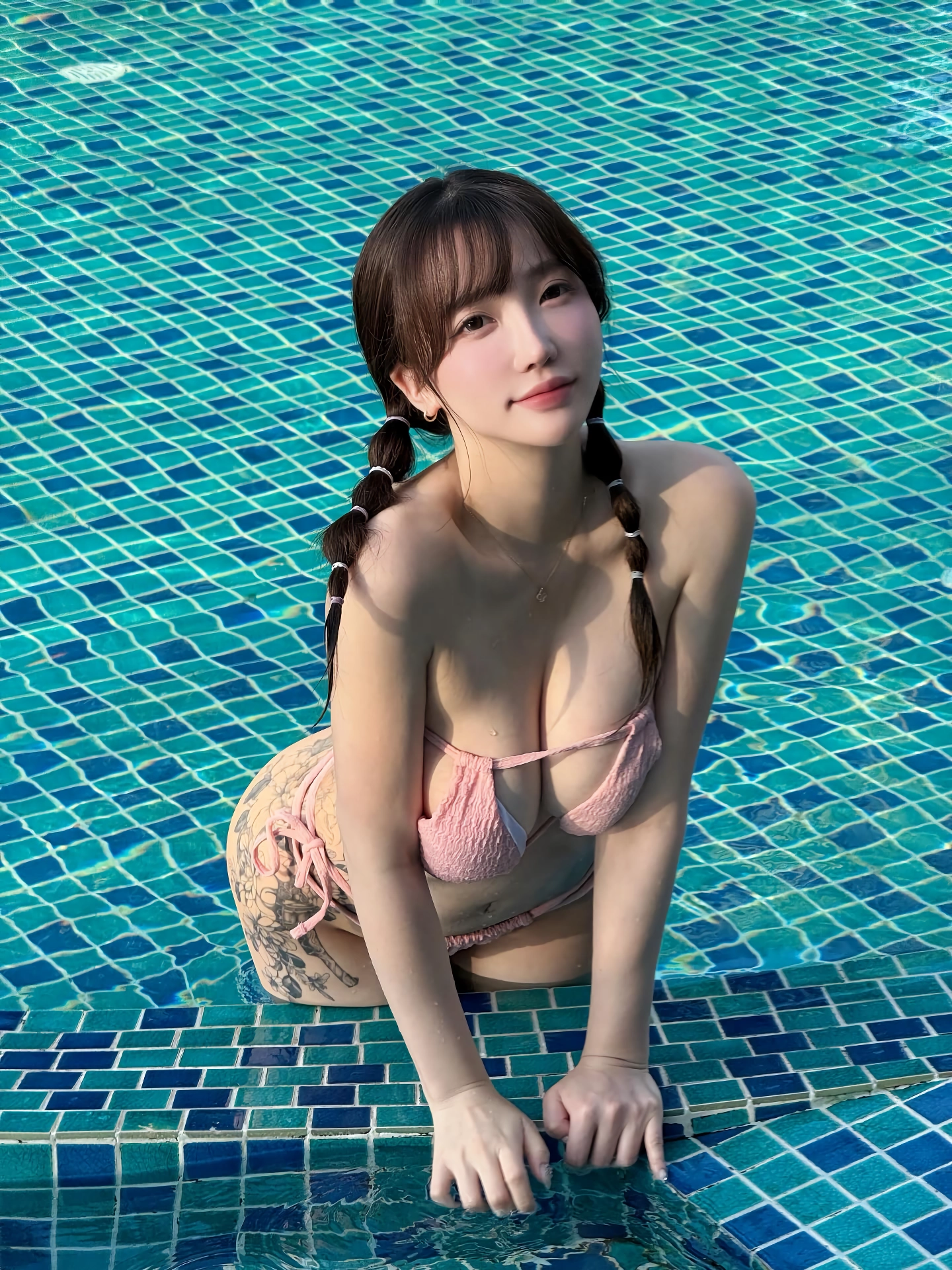 손예은 핑크 튜브탑 거유 가슴골