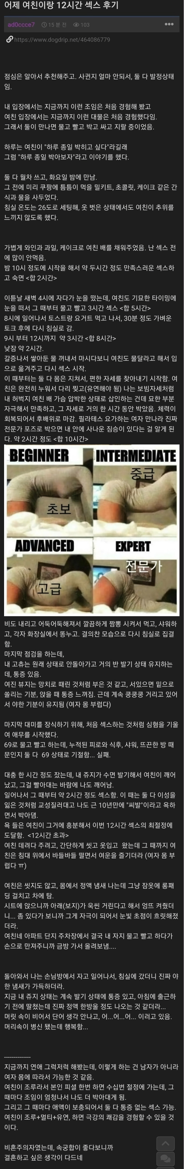 여자친구와 12시간 섹스 후기