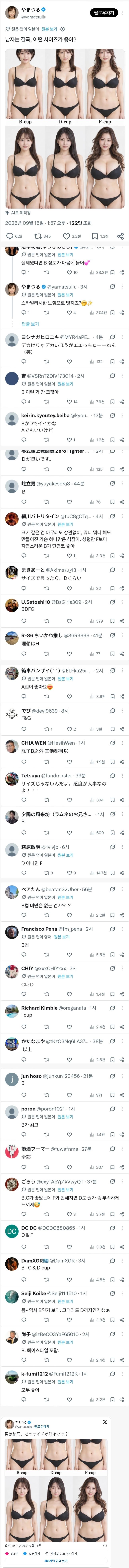일본에서 논란이 심한 여자 가슴 선호도