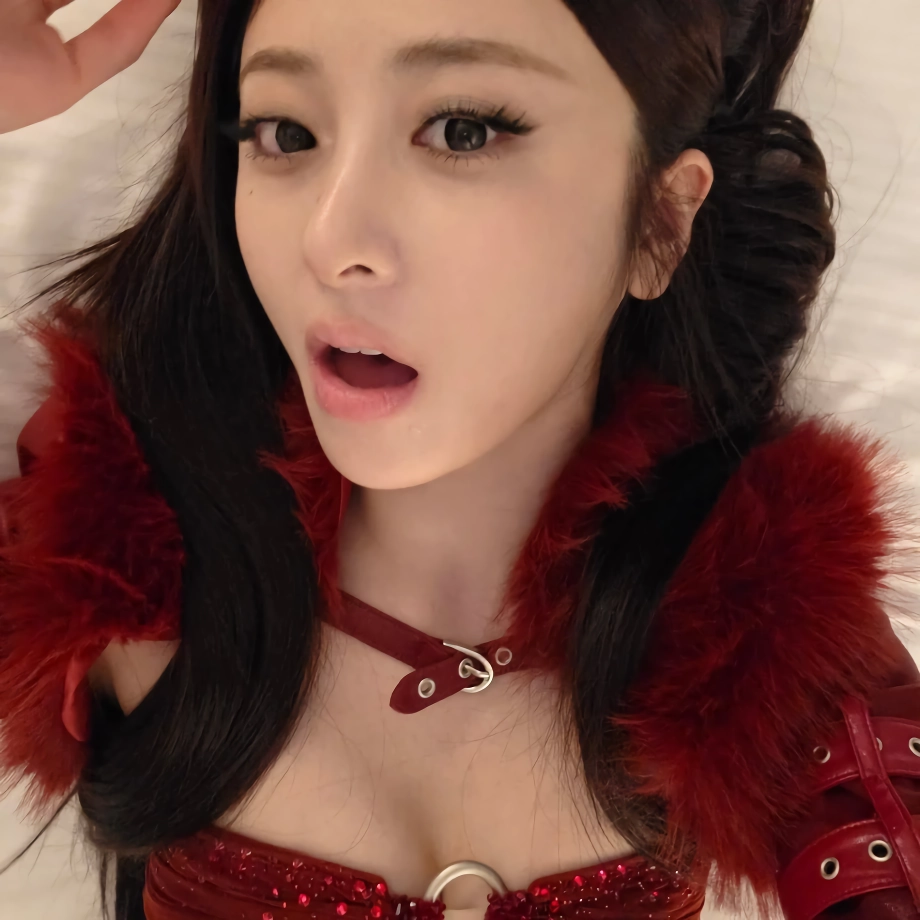 르세라핌 허윤진 오프솔더 드레스 가슴골