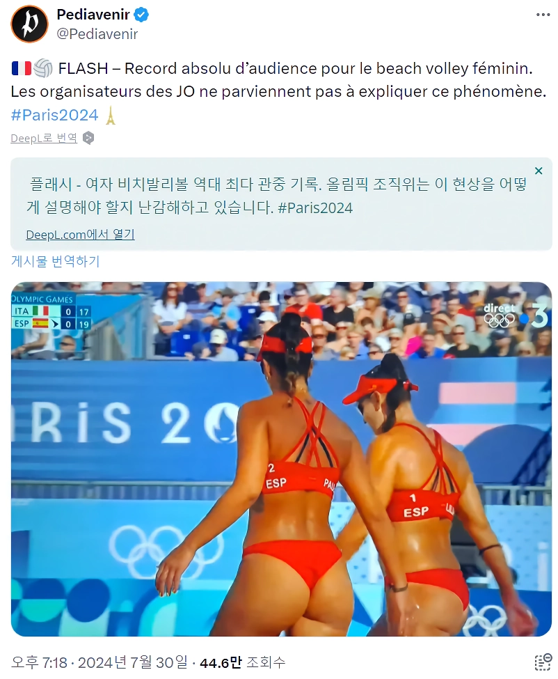 파리 올림픽 때 역대 최다 관중 기록했던 비치발리볼