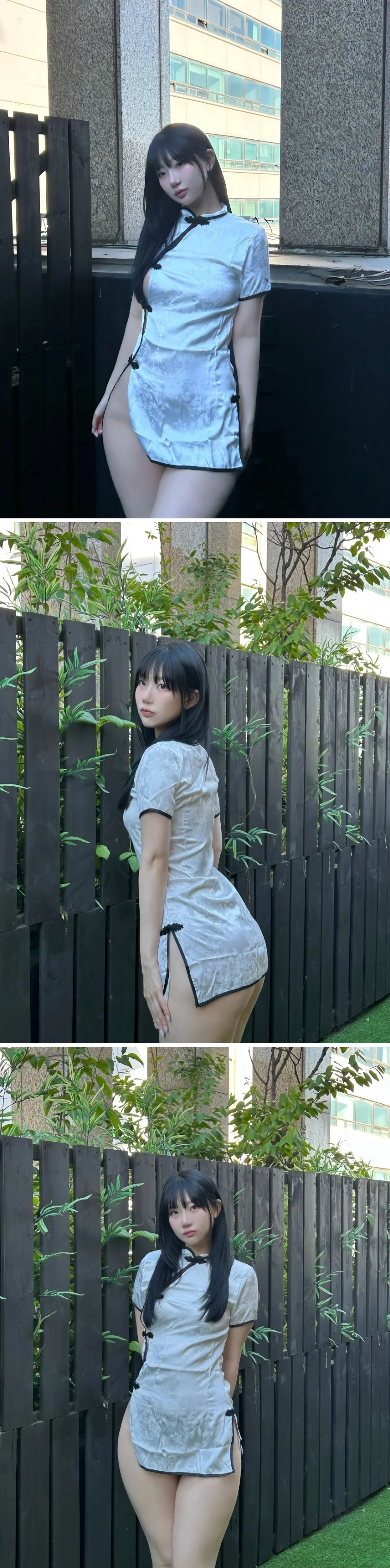 옆트임 화이트 치파오 입은 신나린, 하체로 살아남은 이유