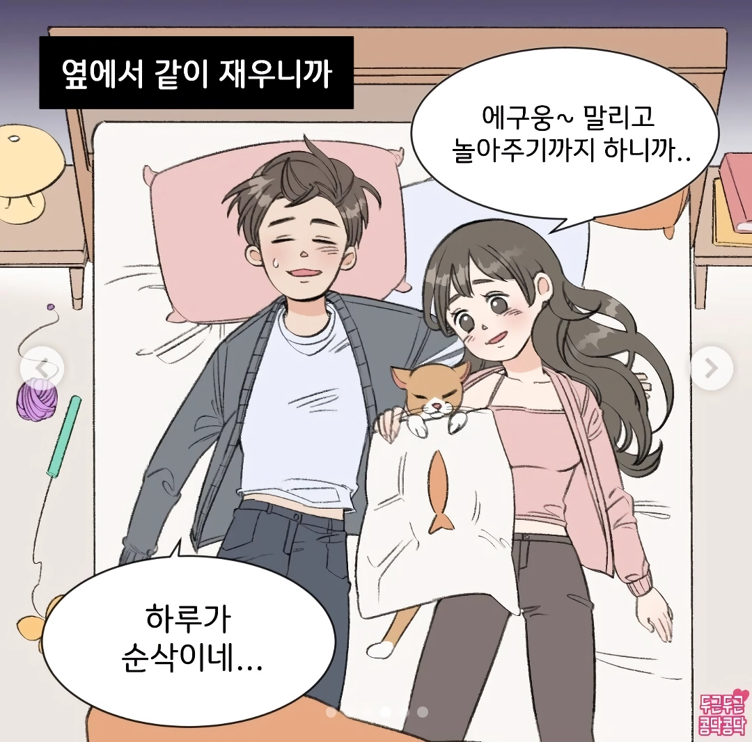 커플이 새끼고양이 키우는만화