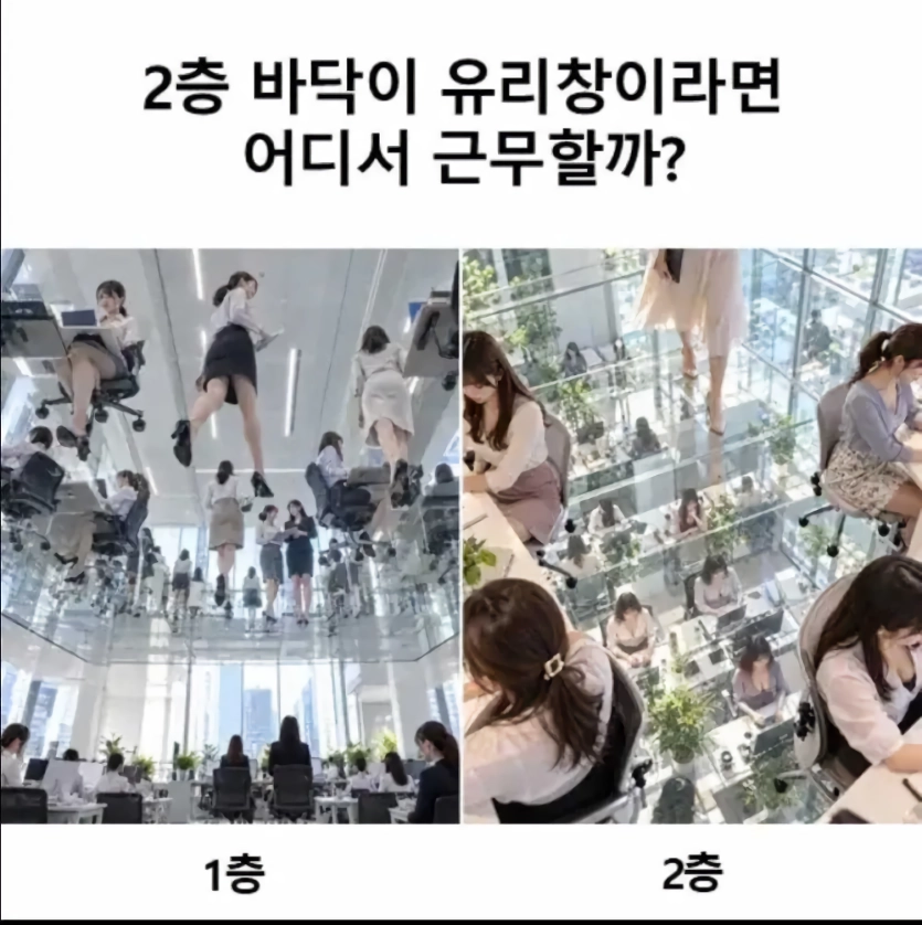 ㅇㅎ?) 2층 바닥이 유리창이라면 어디서 근무해야 할까?