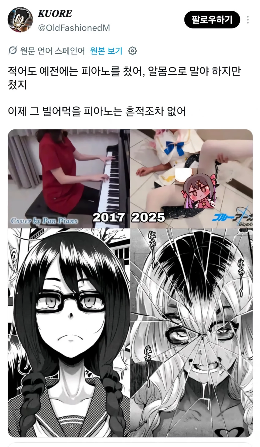 ㅇㅎ?) 피아노치는 여자 유튜버 근황.jpg