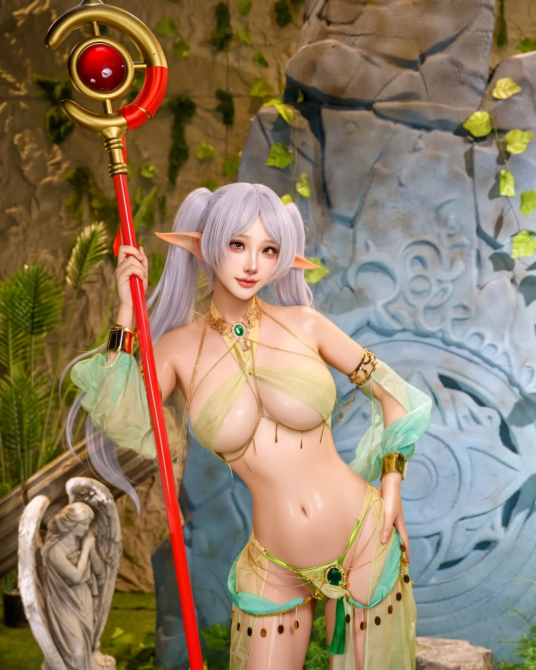 오일바른 묵직한 엘프 코스어 누나