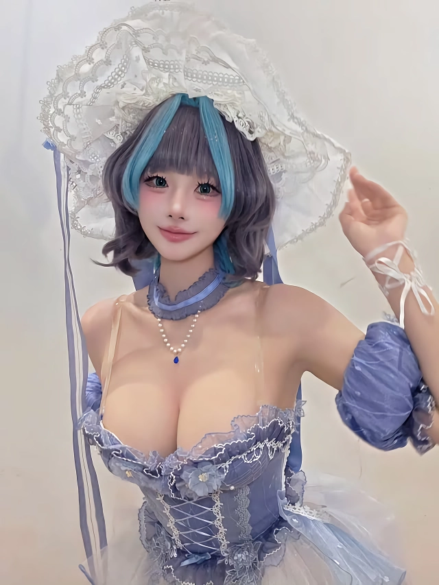 나리땽 연보라색 코르셋 란제리의 귀족 아가씨 거유 가슴골