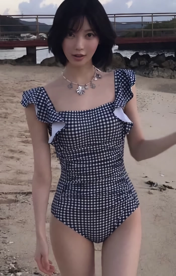 베이비몬스터 아사 모노키니 수영복 두툼한 Y존