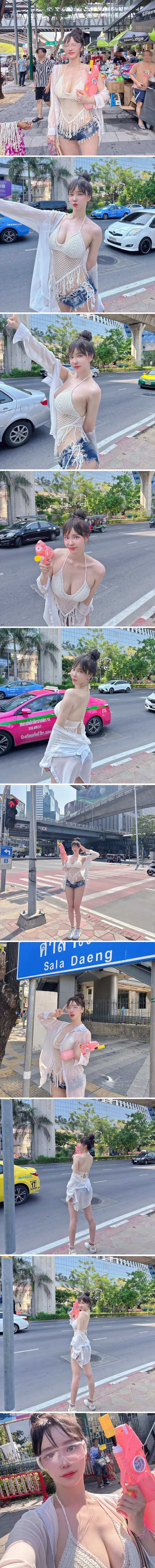 겨우디 F컵 가슴골 워터밤 흰 망사 비키니