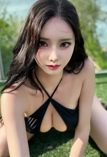 애순이 검정 홀터넥 수영복 벌어진 구멍 가슴골