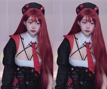 나는찬미 코스프레 별표 하네스끈 거유 가슴골 검스 야벅지