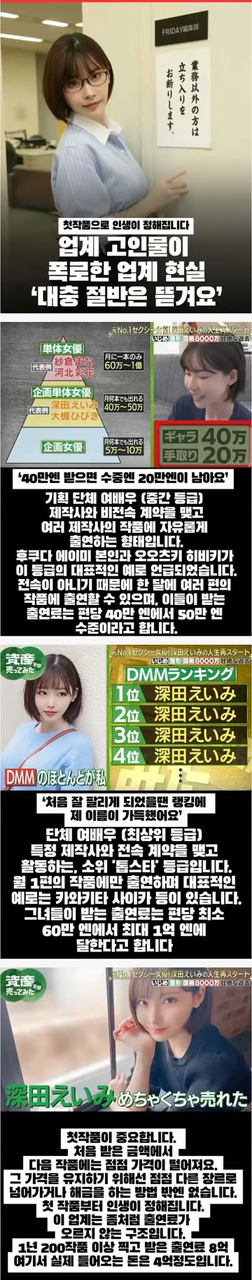현직 AV 배우가 말하는 업계 수입