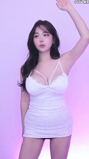 (SOUND)유지민 폭유 가슴골에 파묻힌 화이트 란제리 하네스끈